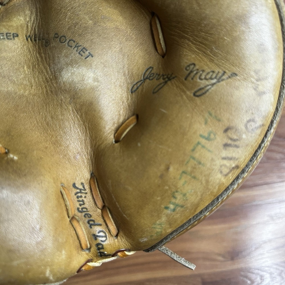 Vintage Rawlings MJ50 Catchers Mitt Brown Leather Glove 33" Jerry May RHT - Picture 5 of 9